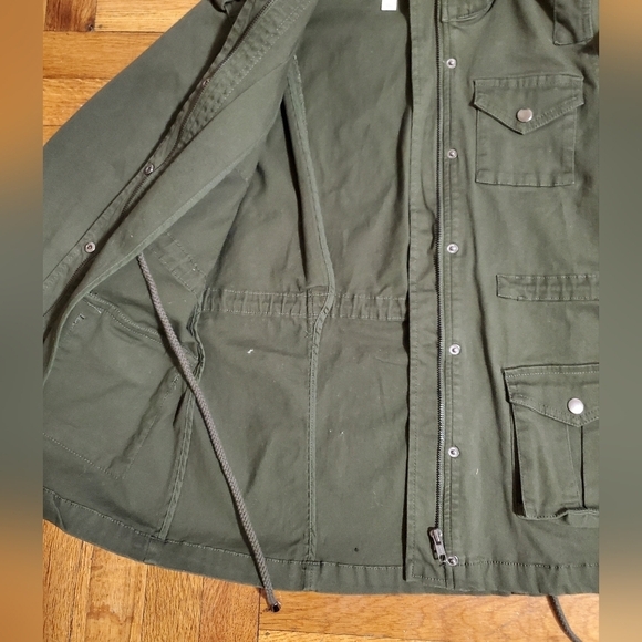 Market & Spruce Womens Military-Style Hooded Jacket Dark Green Size XS - Picture 4 of 8